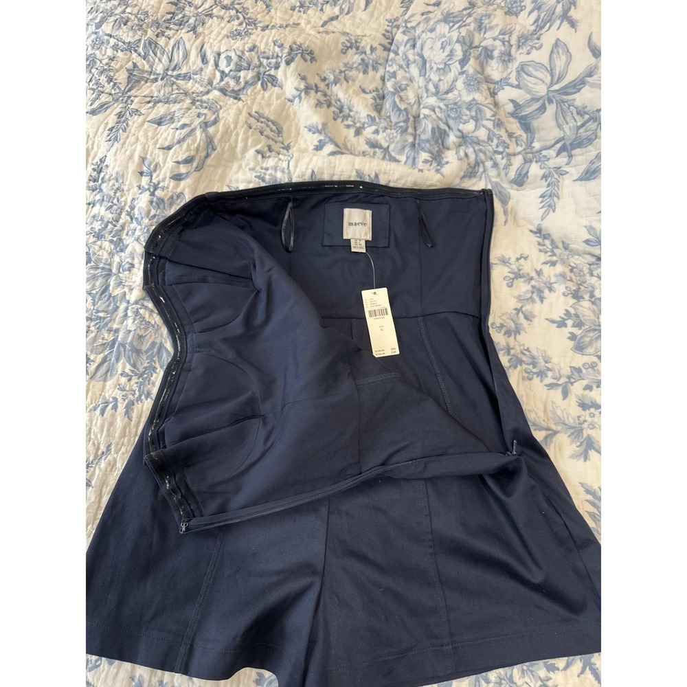 New with Tags Maeve Strapless Bustier Navy Blue Romper Structured Bust, Size 6 - Picture 6 of 9